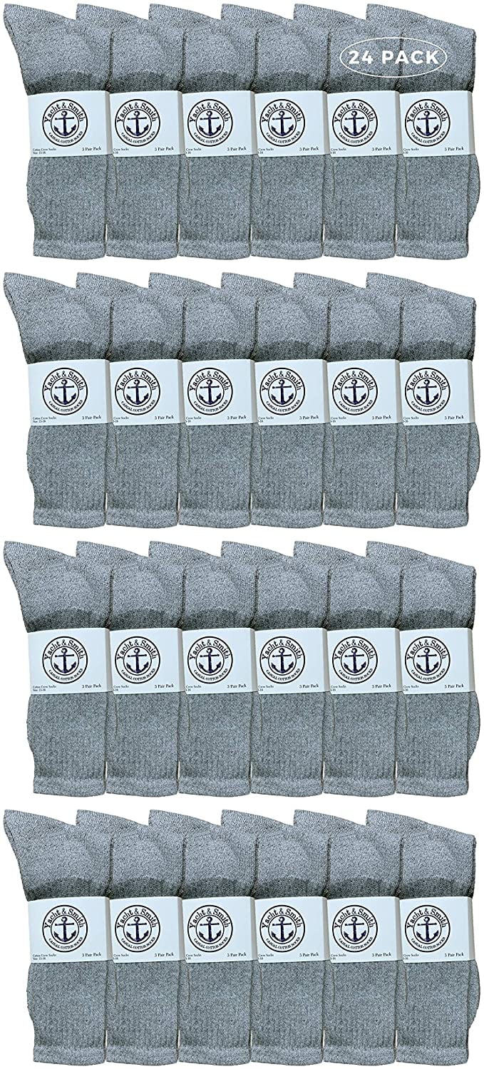 Yacht & Smith Wholesale Bulk Mens Crew Socks, Cotton Big And Tall Plus Size Socks Size 13-16