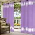 thumbnail image 2 of Outdoor Curtains for Patio Waterproof Purple Stripes Indoor/Outdoor Curtain Tiebacks French Stripe Farmhouse Style Privacy Sun Block Grommet Drapes for Pergolas Gazebo Porch 2 Panel 54x84 Inch, 2 of 9