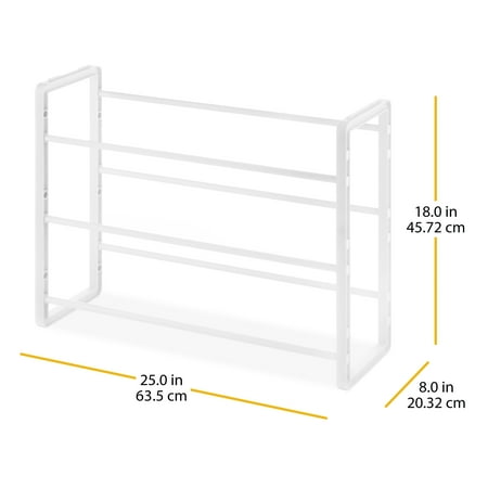 Whitmor 3 Tier Stackable Resin Shoe Rack 9 Pair White 8 X 25 X 18 Walmart Com Walmart Com