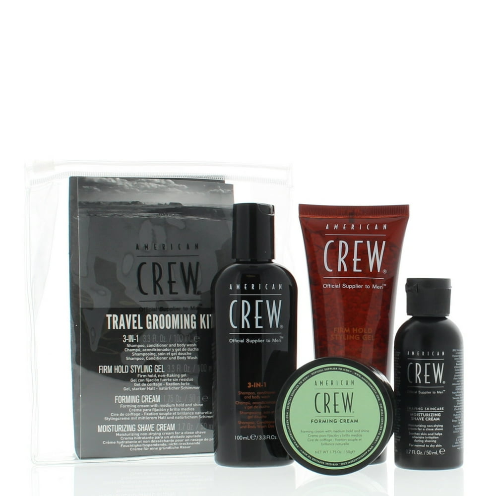 American Crew Travel Grooming 4PC Kit (3IN1 3.3oz, Firm Hold Styling