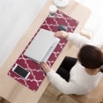 thumbnail image 3 of Long Mouse Pads for Desk,Burgundy Geometric Quatrefoil Pattern Desk Mats on Top Of Desks, Desk Mouse Pad Extra Large with 3mm Non-Slip Base and Stitched Edge for Gaming,Office,Work,Home 31.5"x11.8", 3 of 6