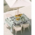 thumbnail image 3 of 60x120 Inch Outdoor Tablecloth with Umbrella Hole Zipper Rectangle Sunflowers Farmhouse Rectangular Tablecloths Outside Waterproof Sage Green Plaid Pastoral Rustic Patio Table Cover for Picnic Party, 3 of 8