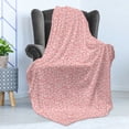 thumbnail image 4 of Leaves Soft Flannel Fleece Blanket, Damask Stencil Style Ornamental Bamboo Leaves Vertically Aligned Illustration, Cozy Plush for Indoor and Outdoor Use, 60" x 80", Coral and White, by Ambesonne, 4 of 5