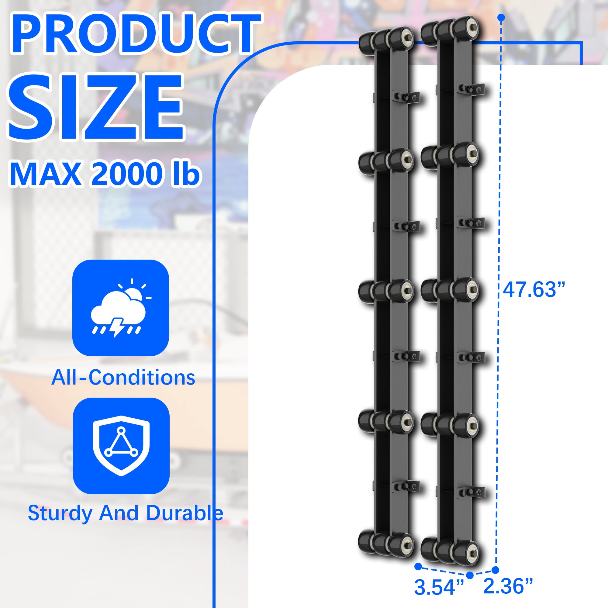 GIOTORENT 2000LB Boat Trailer Roller System, Heavy Duty Adjustable Marine-Grade Steel Bottom Rollers for Dinghy, Sailboat, Kayak & Jon Boat
