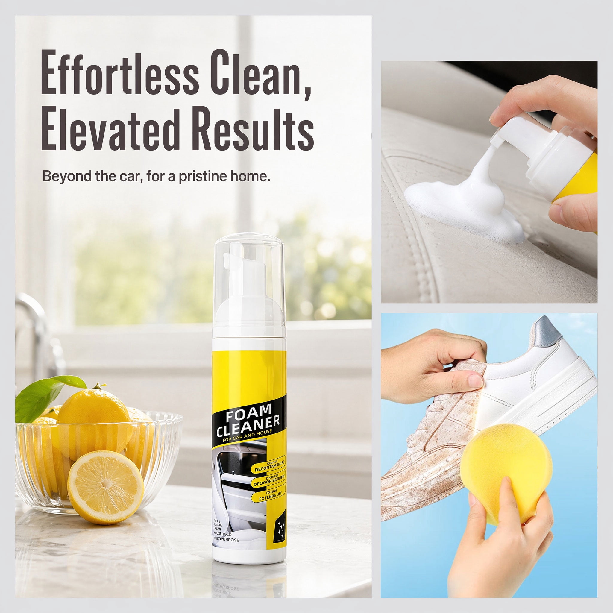 Qifor 4-in-1 Multi-Enzyme Multi-Purpose Foam Cleaner, All Purpose Car Interior Detailer Spray for Auto Detailing, Fabric Car Seats, Home & Office, No Residue Deep  Foam Cleaner