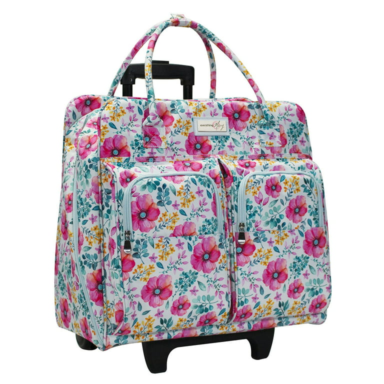 Everything Mary Green Floral Rolling Sewing Machine Tote