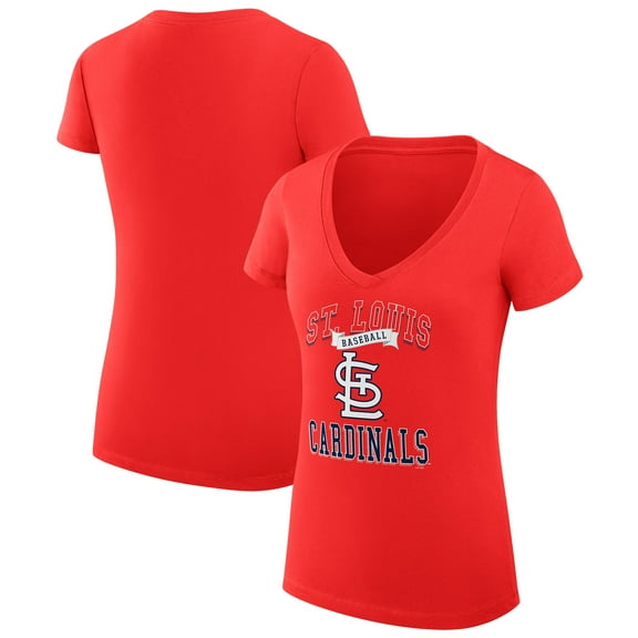 Women's G-III 4Her by Carl Banks Red St. Louis Cardinals Super-Slim Fit Lightweight Team Logo Graphic V-Neck T-Shirt