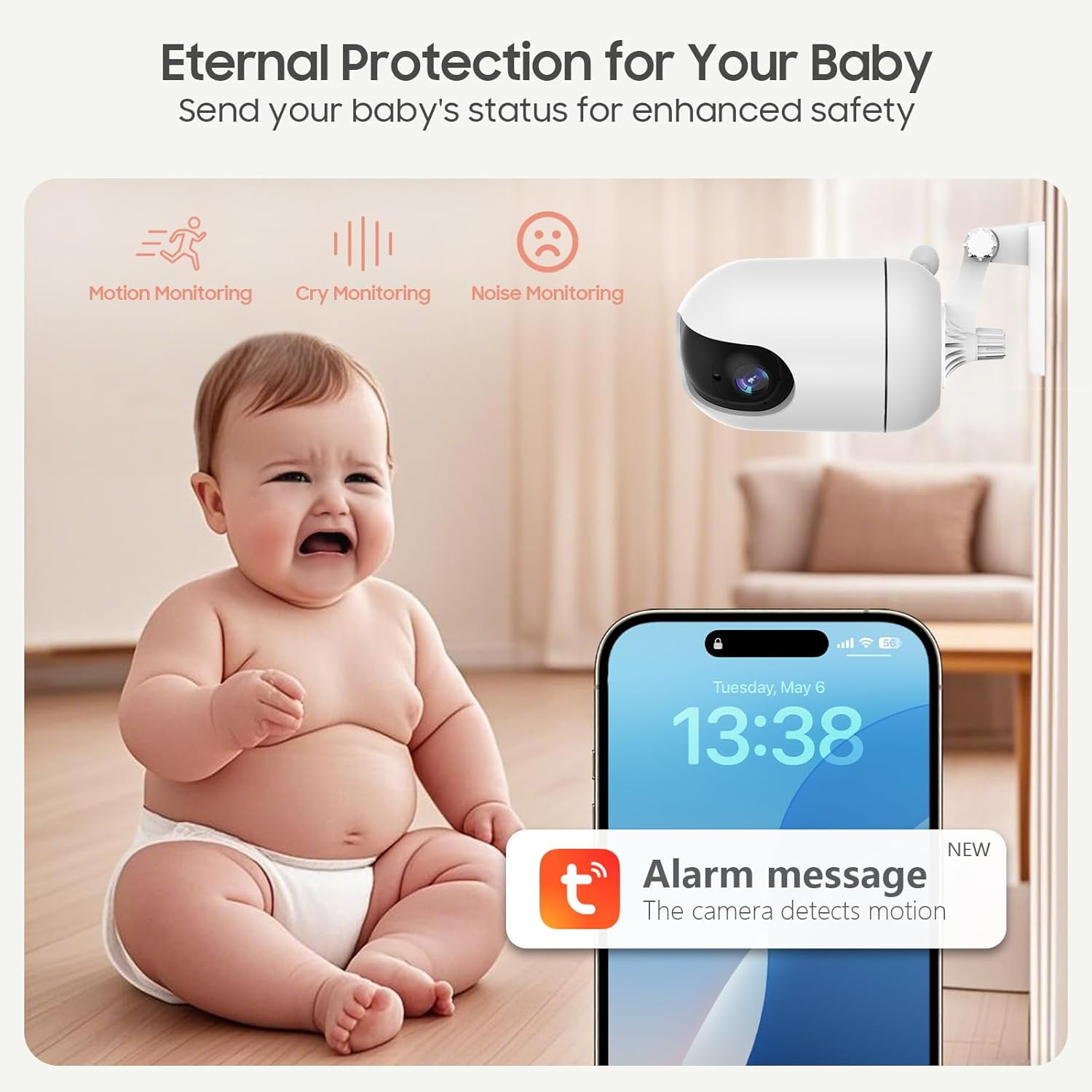 BOYOU 5.5" 1080P Smart WiFi Baby Monitor with Pan-Tilt Camera