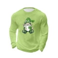 thumbnail image 4 of VBTAPA T-Shirts pour Hommes de la Saint-Patrick Verts avec Trèfle, T-Shirts Graphiques en Tricot Gaufré à Manches Longues, Col Rond, Chandails à Enfiler, Hauts Grande Taille et Très Grande Taille, T-Shirt Quotidien pour les Fêtes Vert TTG, 4 of 6