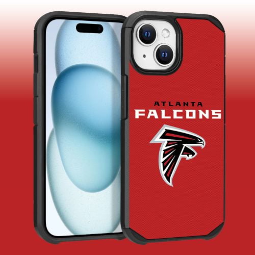 Apple iPhone 15 (6.1) - NFL Licensed Atlanta Falcons Team Logo on Red Textured Dual Layer Case