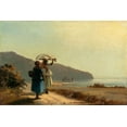 thumbnail image 2 of Pissarro, Camille 24x17 Black Ornate Wood Framed with Double Matting Museum Art Print Titled - Two Women Chatting by the Sea, St. Thomas, 2 of 4