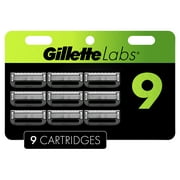 Gillette Labs Men's Razor Blade Refills with Exfoliating Bar, Green, 9 Refills