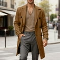 thumbnail image 2 of KKBOTIVE Trench Coat for Mens Fall Winter Overcoat Casual Outerwear Jacket for Daily Wear Men's Fashion Brown Size: M, 2 of 4