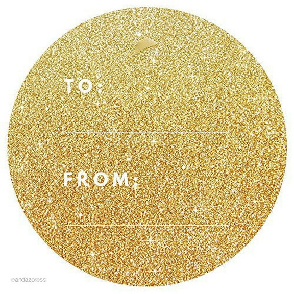 Gold Modern To/From Circle Gift Labels, 40-Pack