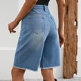 thumbnail image 4 of Women's High Waisted Shorts Jeans, Casual Summer Denim Half Shorts with Frayed Hem, Loose Fit Pocket Shorts for Daily Wear, Weekend Outings, 4 of 9