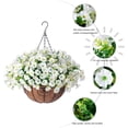thumbnail image 5 of Artificial Fake Hanging Flowers Plants Baskets for Outdoor Outside Summer Decoration, Faux Silk White Morning Glory in Planter UV Resistant Realistic for Home Porch Patio Balcony Garden Yard, 5 of 6