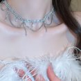 thumbnail image 4 of Collar de mariposa con diamantes completos, cadena de clavícula con personalidad, adecuado para collares decorativos para mujer, 2 uds., 4 of 5