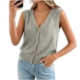 thumbnail image 5 of Wyongtao Womens Sweater Vest Knitted V Neck Sleeveless Button Down Cardigan Lightweight Casual Trendy Fall Clothes (L, Army Green), 5 of 7