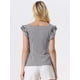 thumbnail image 3 of Top de verano a cuadros para mujer Blusa de manga con volantes y cuello cuadrado Negro L, 3 of 4
