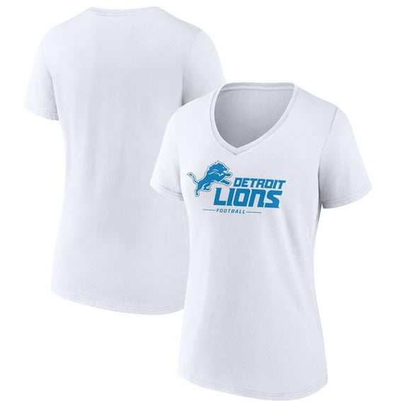 Women's White Detroit Lions Lock Up V-Neck T-Shirt