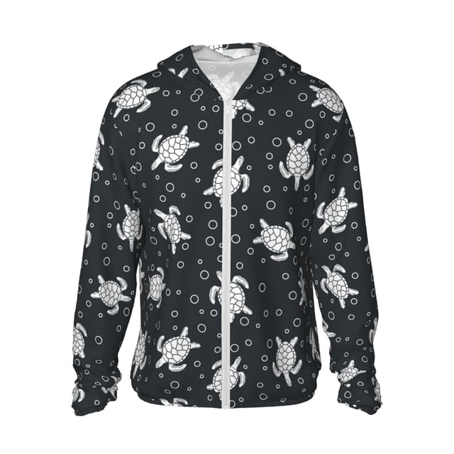 Saiise Turtle Pattern Sun Protection Hoodie for Men and Women, Lightweight Quick-Dry Windproof with Hood and Zip-X-Large