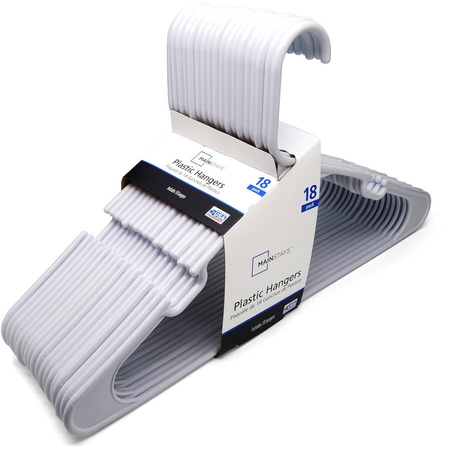 Mainstays Plastic White Hangers, 18 Count - Walmart.com ...