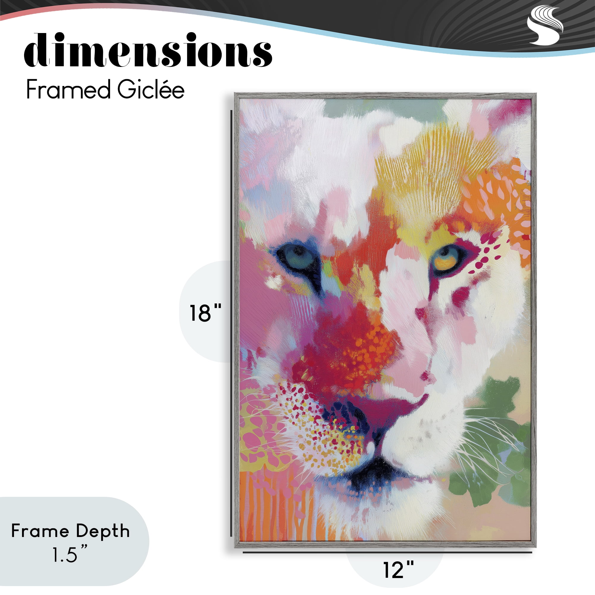Stupell Industries Lion Eyes with Intense Gaze Gray Framed Giclee Art, design by Chromatic Storm Studio