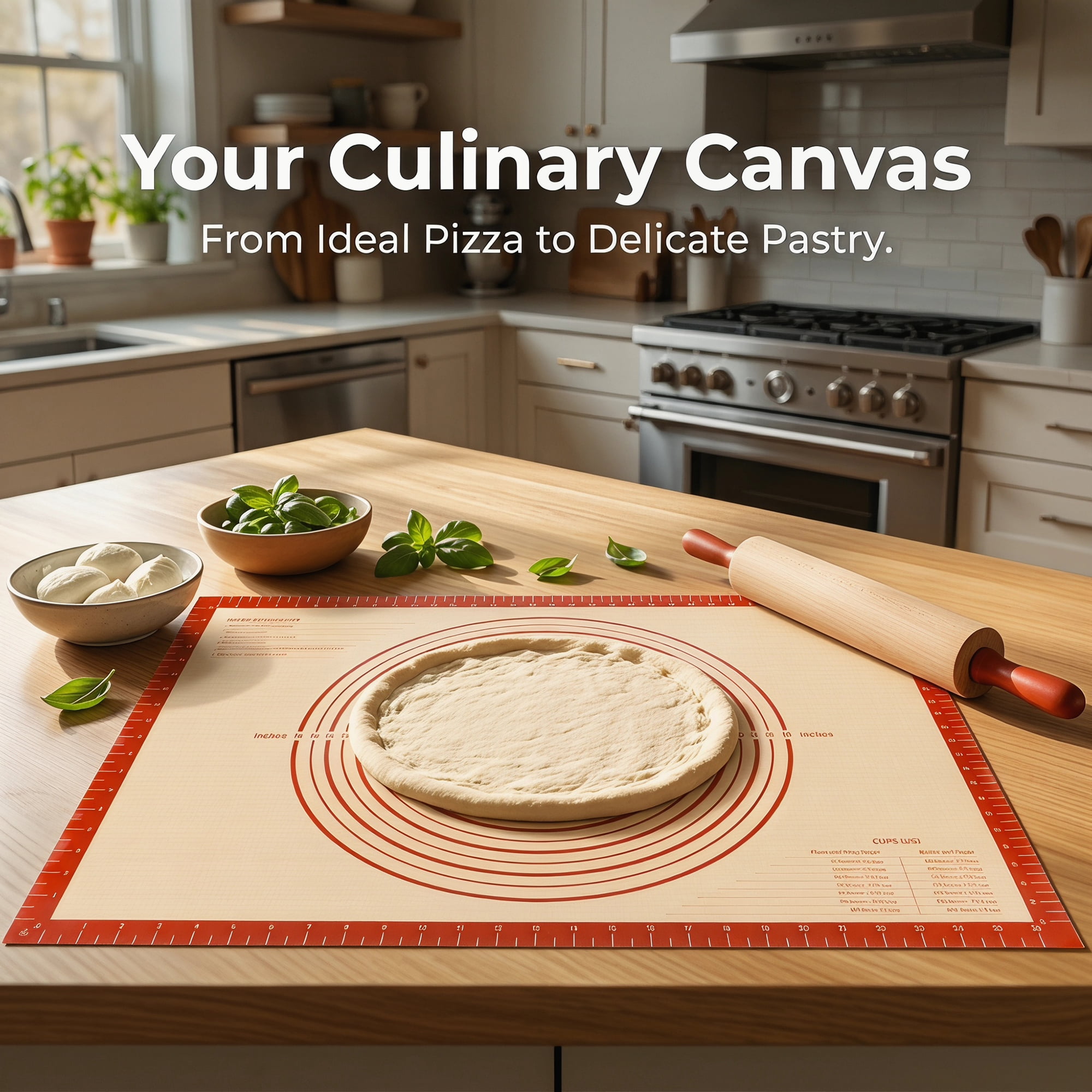 Unique Bargains Silicone Pastry Non Stick Baking Mat with Measurements Red 20"x28"