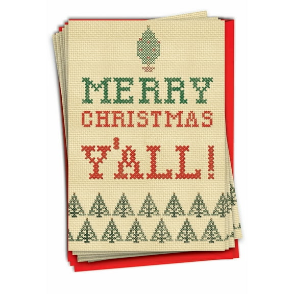 12 Funny Merry Christmas Cards Pack (1 Design, 12 Cards) - Yall B5949