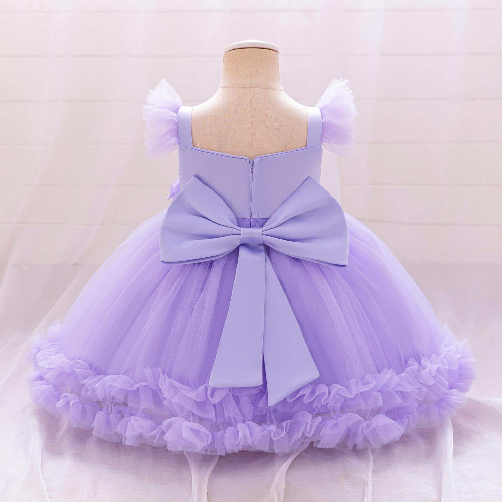 Sequins Prom Dresses for Girls Tulle-Tutu 6M-3Y Toddlers Kids Cute Cap Sleeve Floral High Waisted A-Line Solid Evening Party Dress 2025