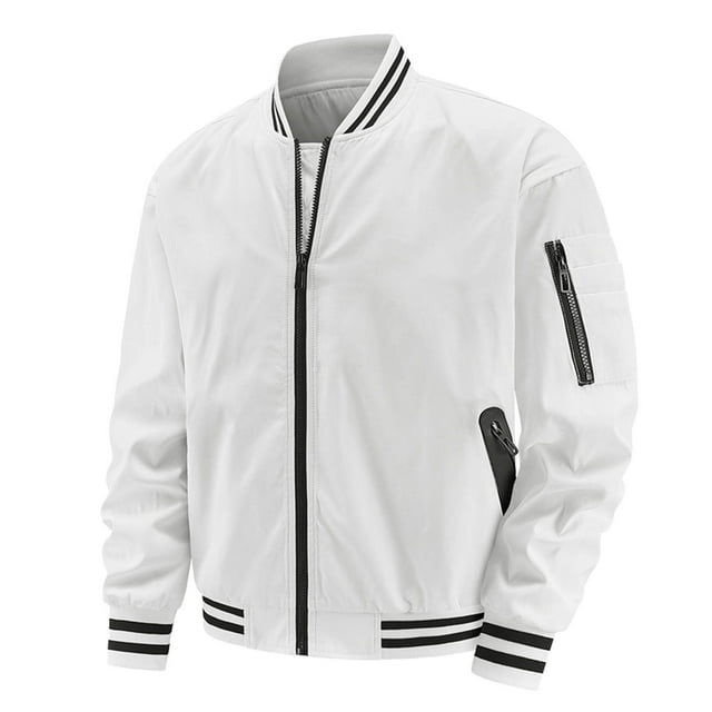 uikmnh Jackets For Men,Male Solid Color Large Size Outdoor Autumn and Winter Jacket with Multiple Pockets and Lapel Air Force Flight Suit Baseball Jacket,Size L
