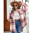 thumbnail image 7 of Weardear Womens Plus Size Shacket Jacket Flannel Plaid Long Sleeve Button Down Shirts Casual Fall Blouses Tops, 7 of 7