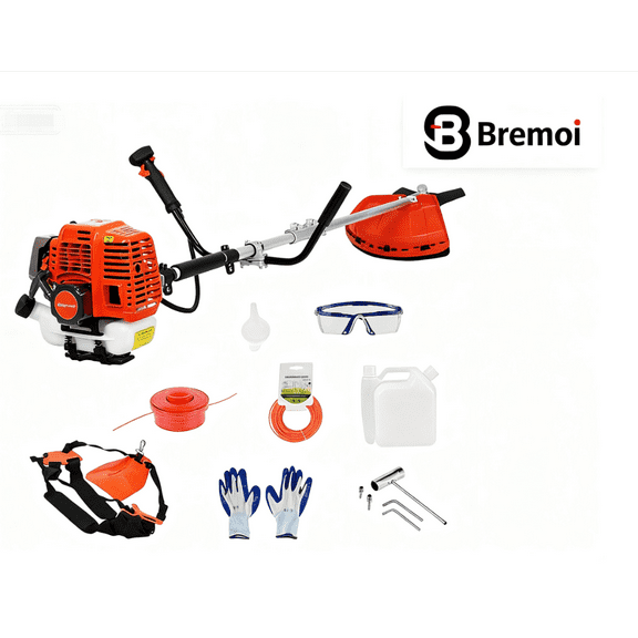 Bremoi 52cc 2-Stroke Gas Weed Wacker Gas Powered with 1.2L Fuel Tank, 2.2KW 8500RPM Gas Weed Eater with Sharp Blade,Quick Start Gas Weed Grass Trimmer for Villa Garden Community, Lawn Park