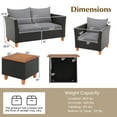 thumbnail image 3 of Gymax 4 PCS Wicker Patio Furniture Set w/ Removable Cushions Storage Coffee Table Gray, 3 of 10