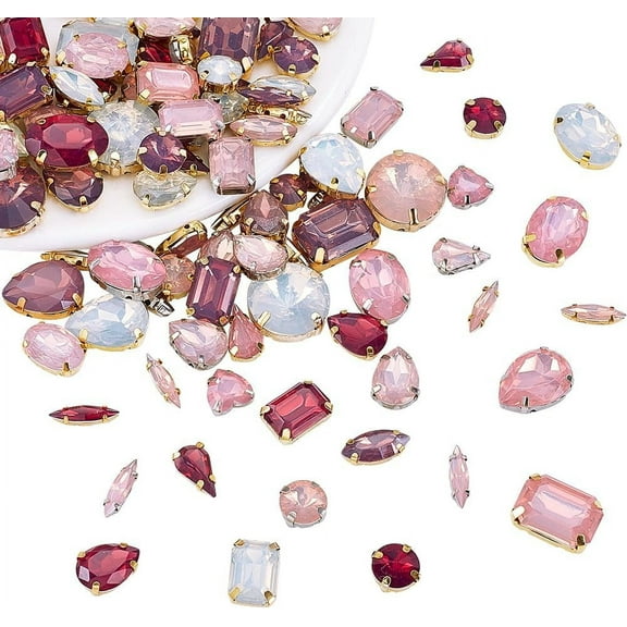 100Pcs 5 Colors Resin Sew On Rhinestones Multi-Strand Links Mixed Color 10.5~18x4~17x4~9mm Hole: 0.8mm 20pcs/color