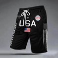 thumbnail image 2 of IWRICH USA Shorts for Men Flag Printed Elastic Waist Pants Drawstring Casual Loose Fit Shorts with Pocket Black M, 2 of 4