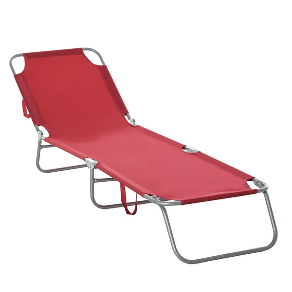 Outsunny Folding Outdoor Lounge Chair with Breathable Mesh Fabric for Patio
