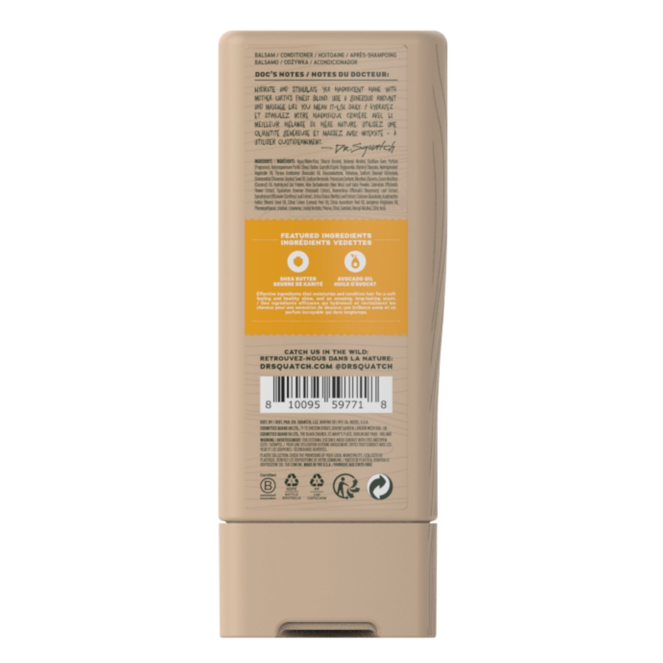 Dr. Squatch Summer Citrus Natural Hair Conditioner for Men, 11 fl oz