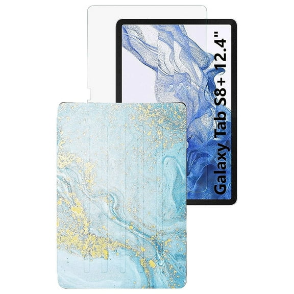 SaharaCase Samsung Galaxy Tab S8  Protection Bundle Multi-Angle Folio Case with Tempered Glass