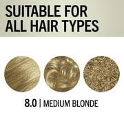 Schwarzkopf Keratin Hair Dye 8.0 Medium Blonde, Permanent Hair Color, 1 Use