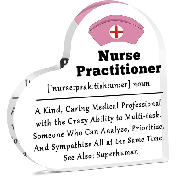 Nurse Practitioner Appreciation Acrylic Sign, Graduation or Retirement Desk Decor for NP, Coworker or Nursing Student, 4x4 Inch