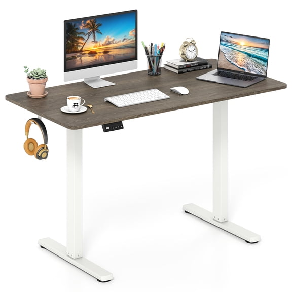 Patiojoy Electric Standing Desk 48" x 24" Height Adjustable Desk Ergonomic Sit Stand Desk Grey & White