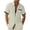 Khaki, variant on ZVNAΖH Men's Waffle Knit Bird Print Shirt, Short Sleeve Collared Button Down Casual Top with Contrast Placket, S-3XL