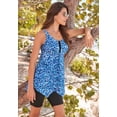 thumbnail image 3 of Swim 365 Women's Plus Size Longer-Length Handkerchief Hem Tankini Top, 3 of 6