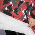 thumbnail image 3 of Oversized Wearable Blanket Hoodie,Red Camo Digital Pixel Pattern Sherpa Blanket Hoodie with Super Pockets,Super Warm Fuzzy Pullover for Women & Men, 3 of 6