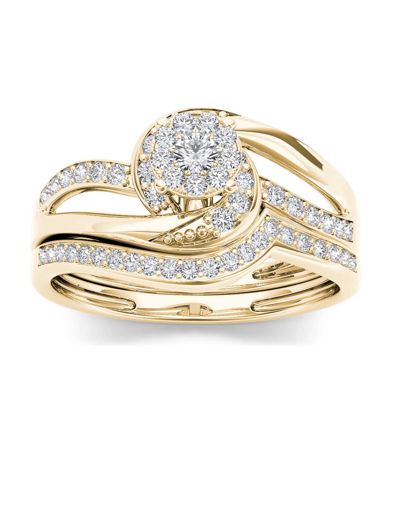 1/3 Carat T.W. Diamond Cluster 10kt Yellow Gold Engagement Ring ...