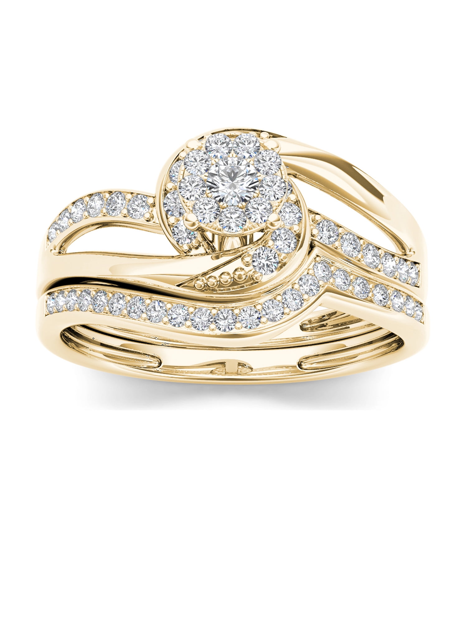 1/3 Carat T.W. Diamond Cluster 10kt Yellow Gold Engagement Ring