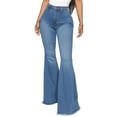 thumbnail image 3 of Capreze Ladies Denim Pants Solid Trousers High Waist Jeans Casual Skinny With Pocket Blue L, 3 of 8
