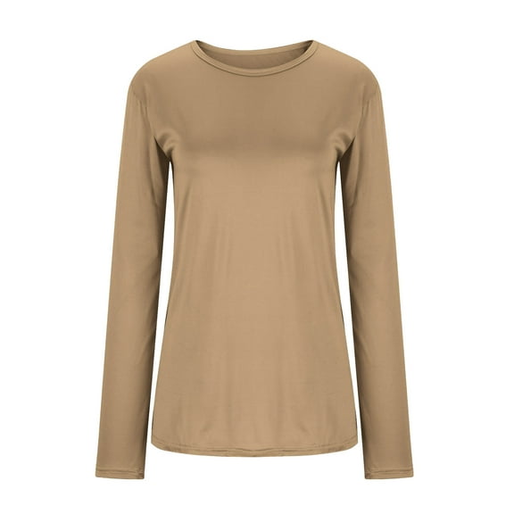 Levmjia Women's Regular-Fit Long-Sleeve Crewneck Pullover T-Shirt (Available in Plus Size)