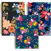 XYark Dot Grid Notebook Spiral, Flower A5 Dotted Bullet Grid Journals Bulk, 100GSM Thick Paper Travel Journal Set, Hard Cover, Wirebound Diary Planner, 75 Sheets per Book, 5.7x8.3 inch, 3 Pack
